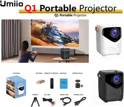 Umiio Q1 Portable Video Projector 5G WiFi Bluetooth Quadrangle Trapezoid WHITE